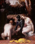 Cornelisz van Haarlem Bathseba at her bath oil painting artist